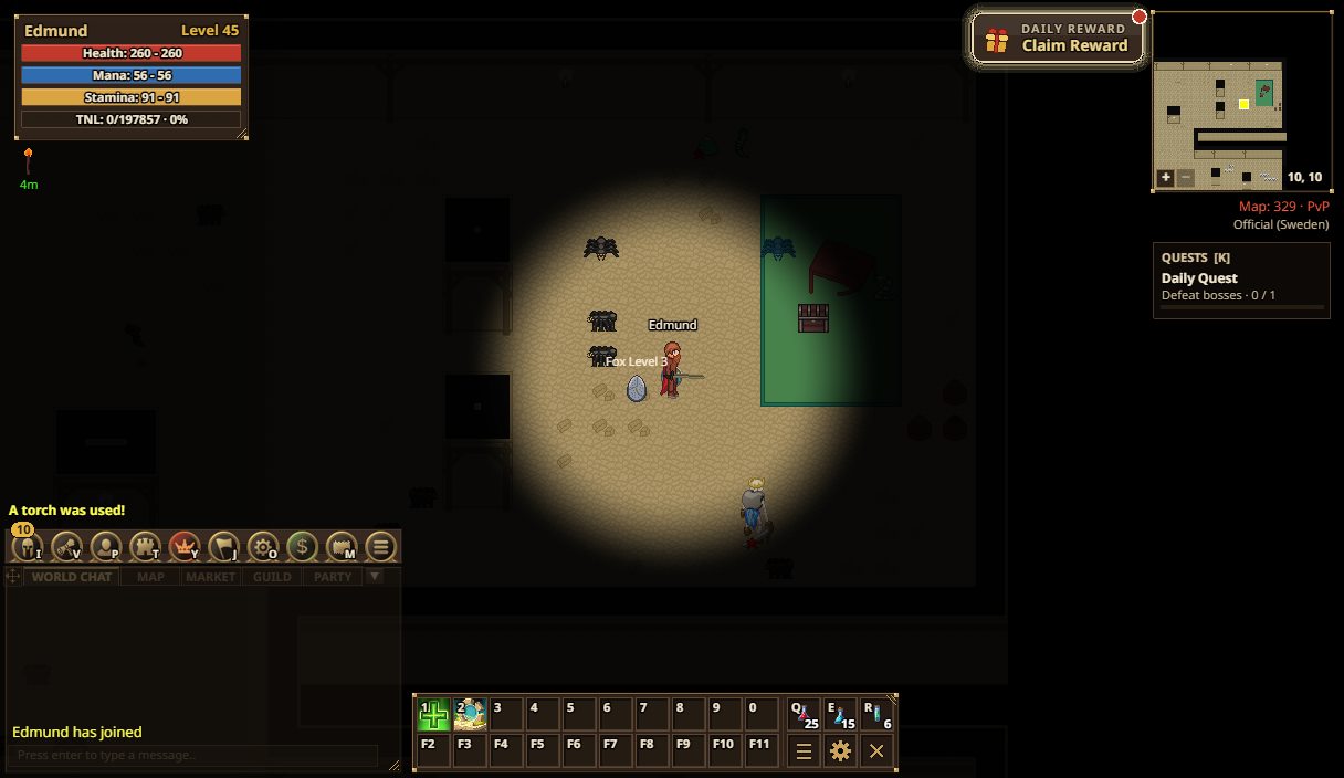 The same cave with a lit torch