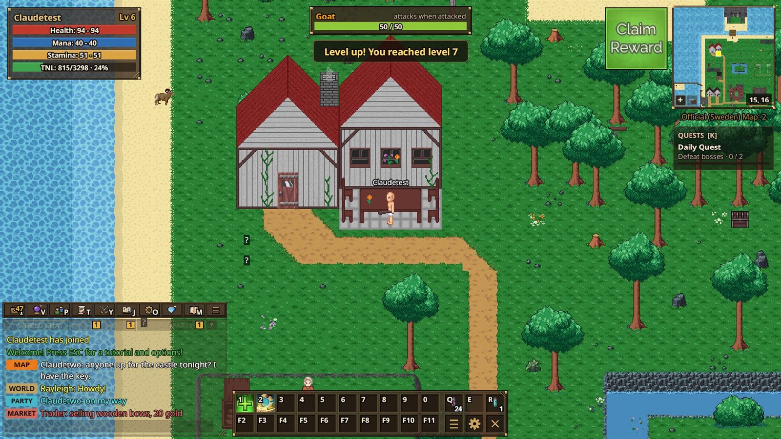 The game screen on a computer, with numbered parts