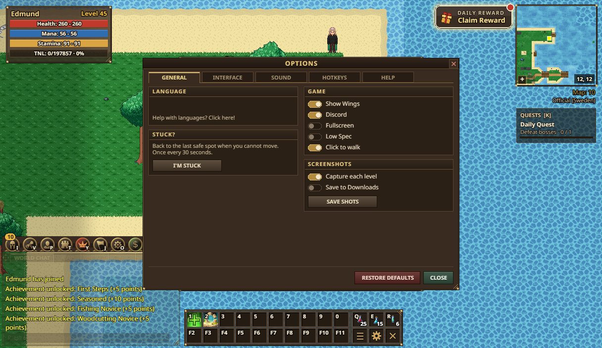 The Options window