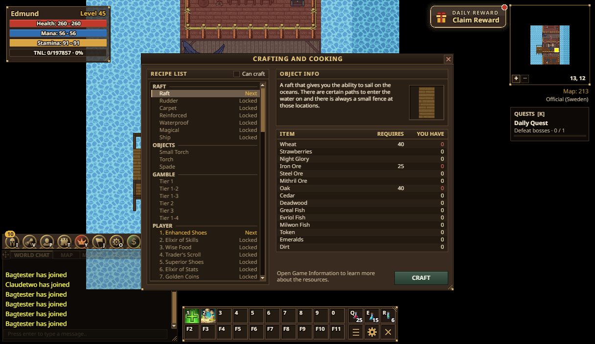 Crafting a raft
