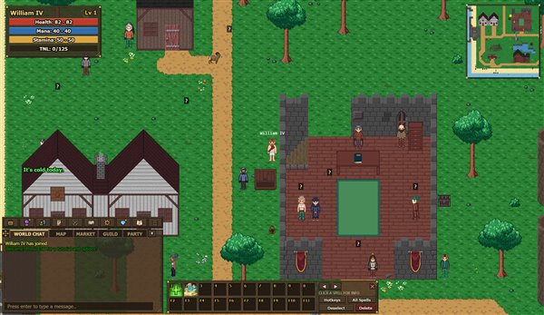 The town centre, busy with townsfolk