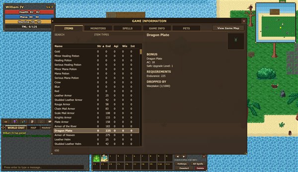 The item database in game